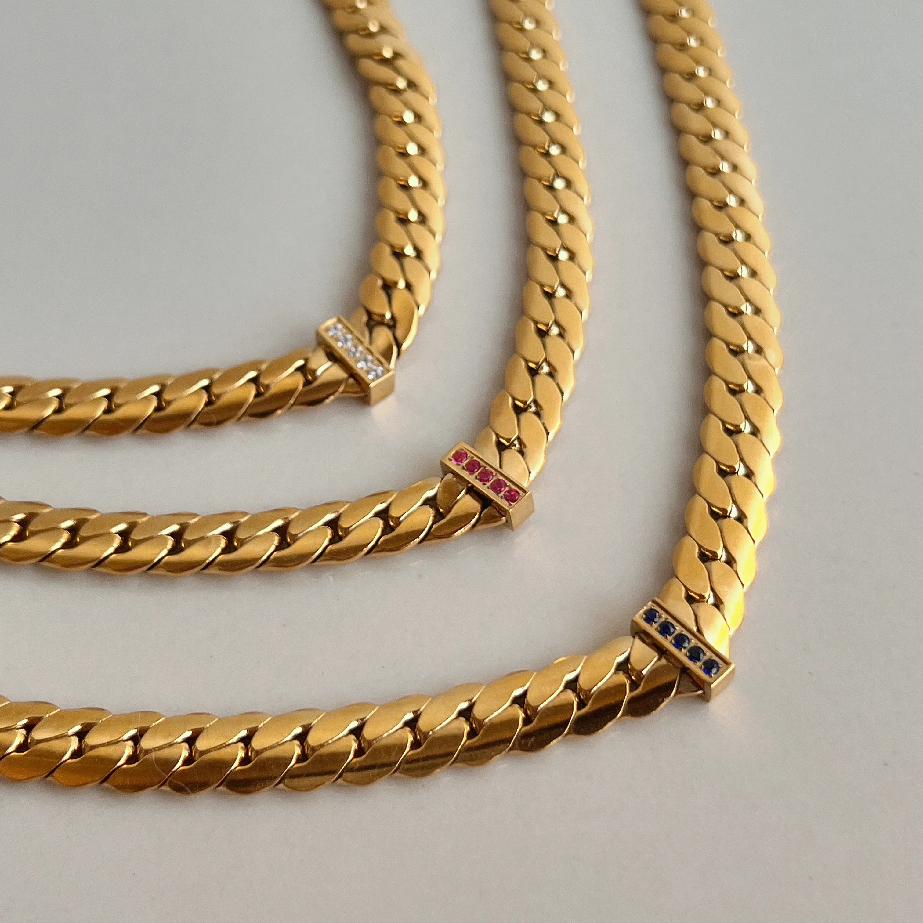 

DASEIN Vintage 8mm Braided Chain Zircon Necklace Stainless Steel 18k Gold Plated Tarnish Free Cowgirl Punk Hip Hop Jewelry