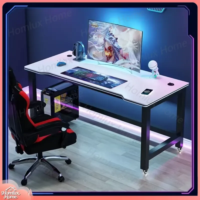 Carbon Fiber Texture Black Gaming Desk Ergonomic Adjustable Height Computer Desk for Gamers Home Office Workstation PC Setup
