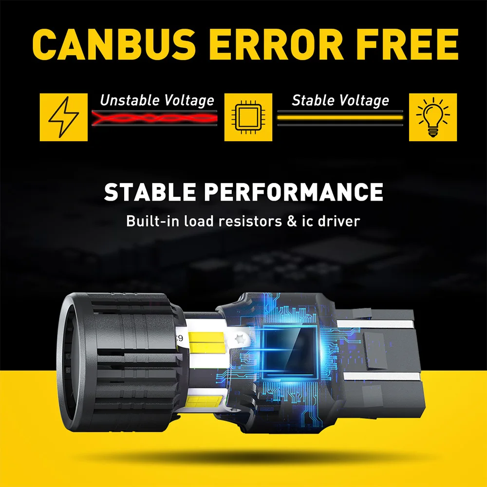 

AUXITO 2Pcs Canbus T20 LED 7443 W21/5W LED Bulb Error Free For Lada Mazda CX5 Toyota BMW Reverse Lamps Tail Light With Turbo Fan