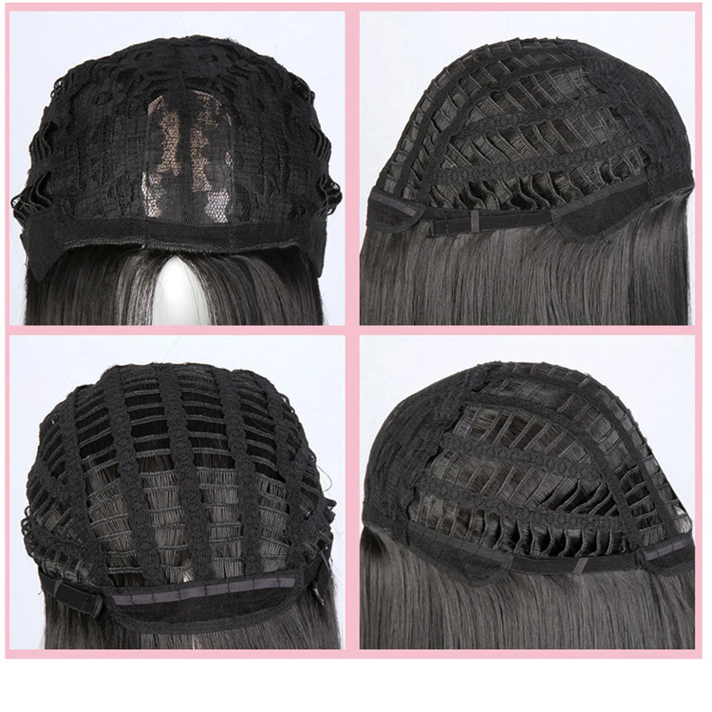 Perruques en fibre synthétique ondulée pour femmes, perruques asiatiques, bande de sauna, cheveux noirs, longs bouclés, ondulations de l'eau, cosplay quotidien, degré de chaleur, 28 po, 1PC