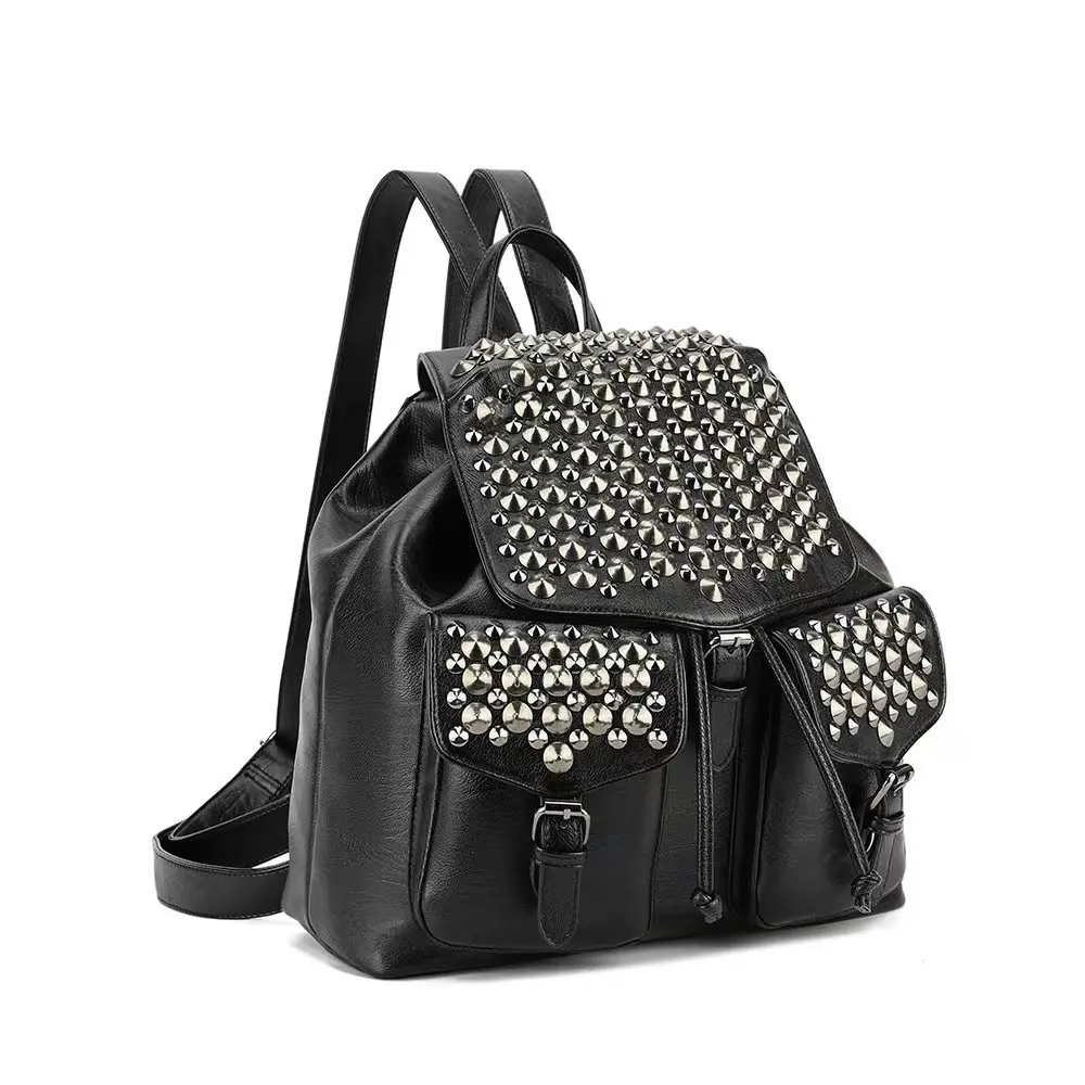 

Fashionable Rivet Men and Women Commuter Backpack with Large Capacity Travel Bag