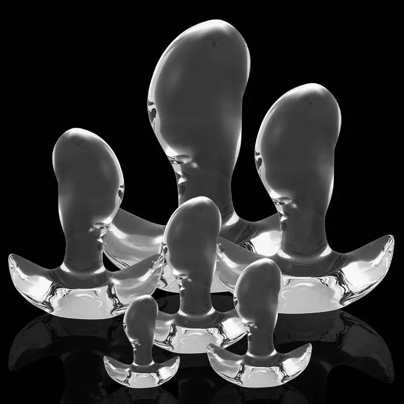 Transparent TPE Anal Plug Mango Shape Boat Base Beginner to Experienced Multiple Sizes Prostate Massager Easy to Clean