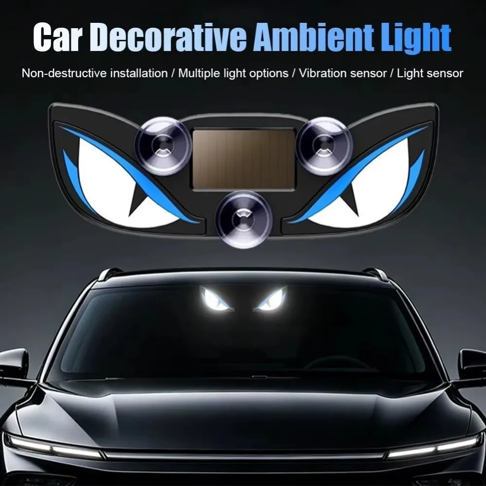 Solar Powered Demon Eye Light Animated Dynamic Rear Window Light Suction Flashing Solar Warning Light Rear Windshield