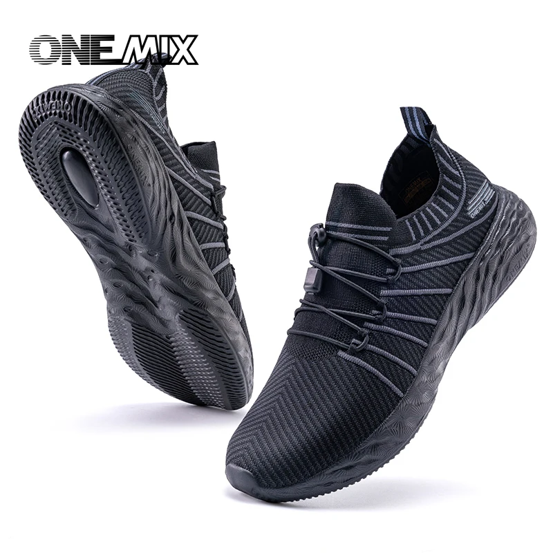 Onemix 2024 neue schwarze Laufschuhe für Männer wasserdichte atmungsaktive Trainings schuhe männliche Outdoor-Anti-Rutsch-Trekking-Sportschuhe