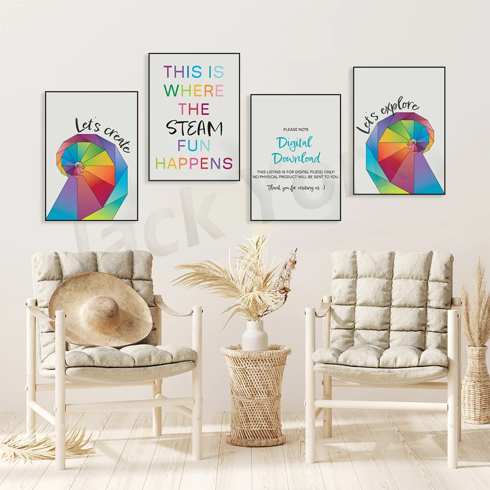 Inspired Art , Playroom Poster, Homeschool Learning, Daycare, Digital Download, Printable, Kids Room Art,