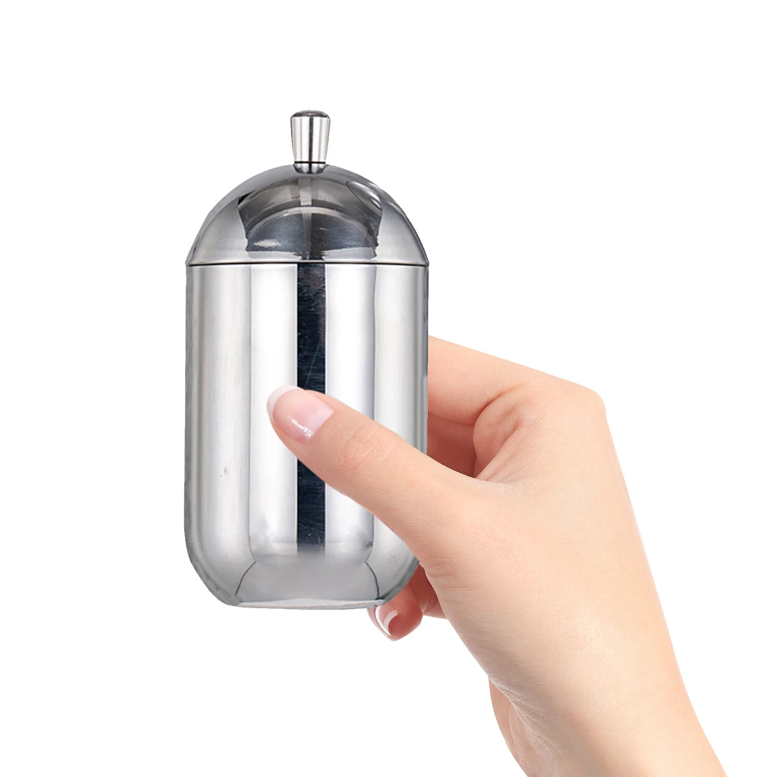 

Stainless Steel Cotton Swab Storage Box Compact Desktop Cotton Ball Organizer For Makeup Dental Floss Space-Saving Pad