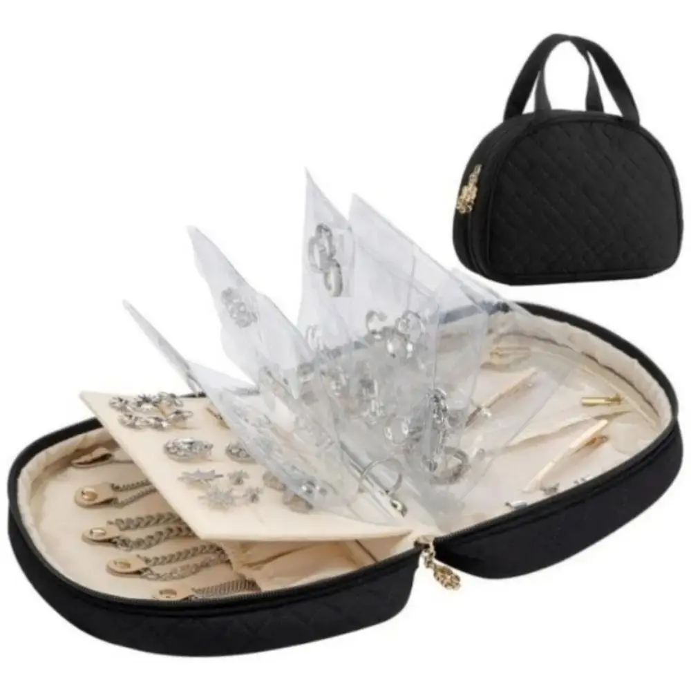 

Fashion Peach Skin Velvet Jewelry Bag Large Capacity with Loose-leaf Travel Jewelry Case Jewelry Storage Bag Women