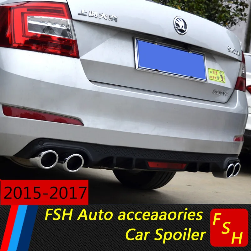 For Skoda Octavia A7 2015 2016 2017 Rear Bumper Diffuser Lip Spoiler Accessories Body Kit PP Plastics Material