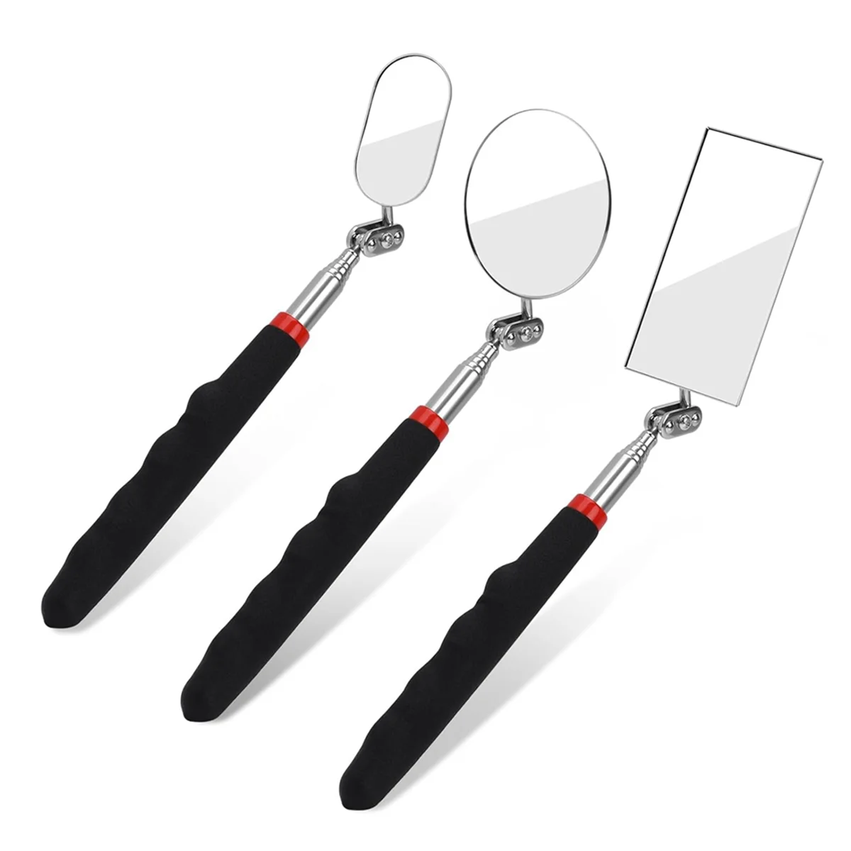 3 Pack Telescopic Inspection Mirror Mechanic Checking Mirror, Inspection Tool for Checking Vehicle, Car, Eyelashes