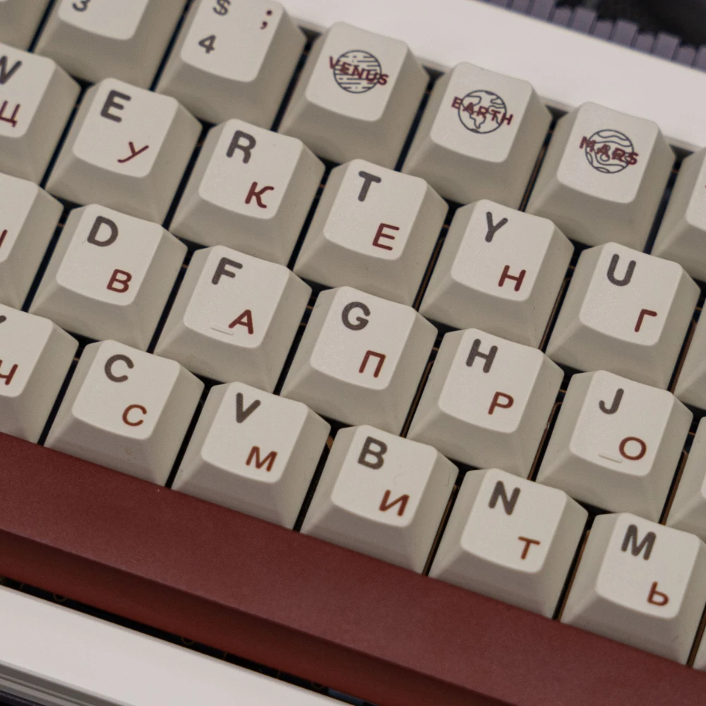 Astronaut Keycap Cherry Profile Five-sided Sublimation PBT Keycaps for Mechanical Keyboard Retro Russian Key Caps