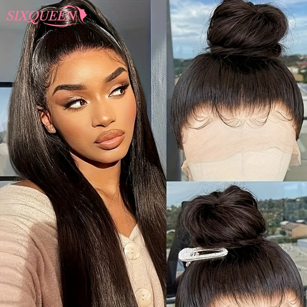 360 Full Lace Wig Human Hair Long Straight Lace Front Wig with 300 Density Pre Plucked Hairline Human Hair Full Lace Frontal Wig