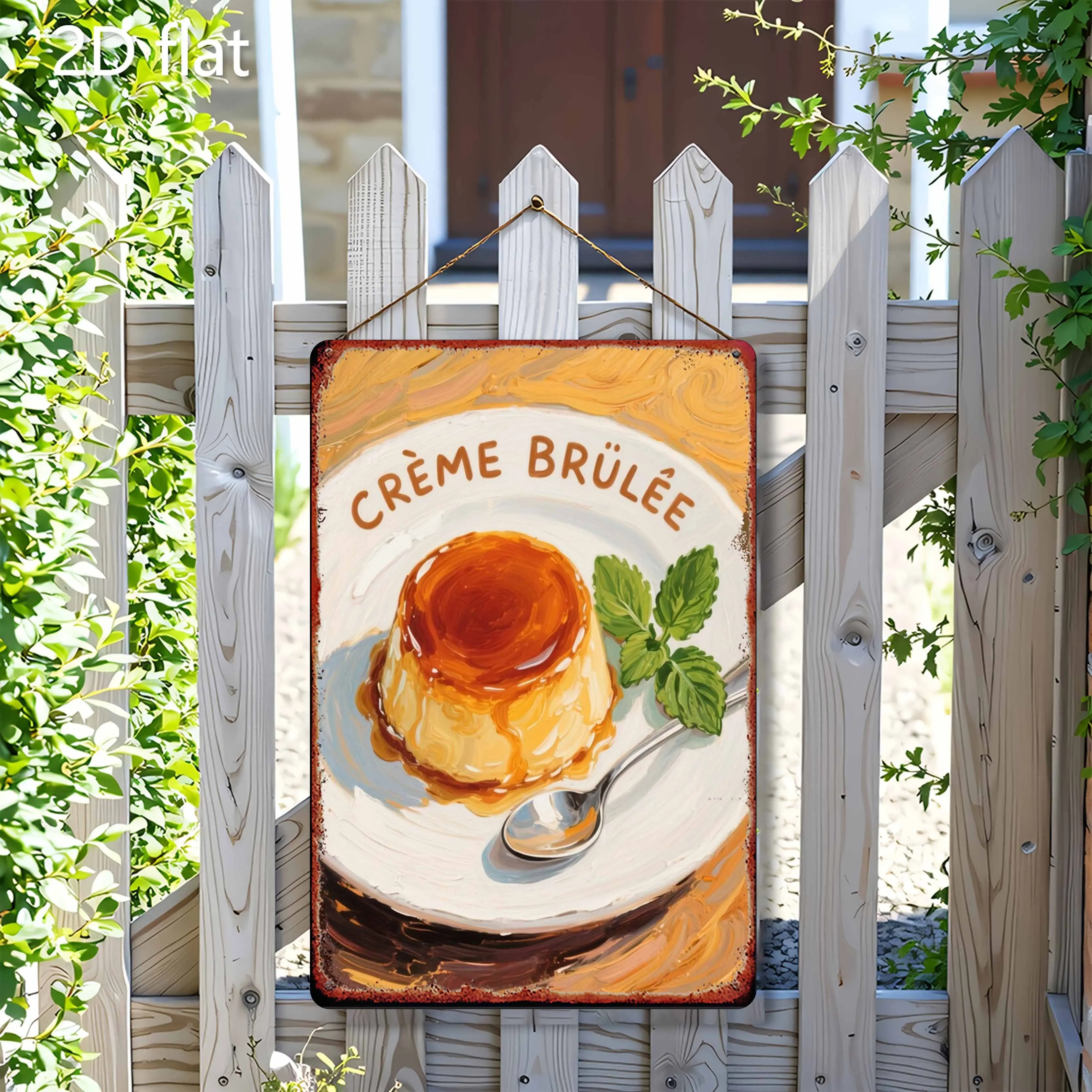 French Caramel Pudding Tin Sign Wall Art Suitable for Bedroom, Bar, Garage & Garden  Metal Wall Décor, French-Themed Plaque
