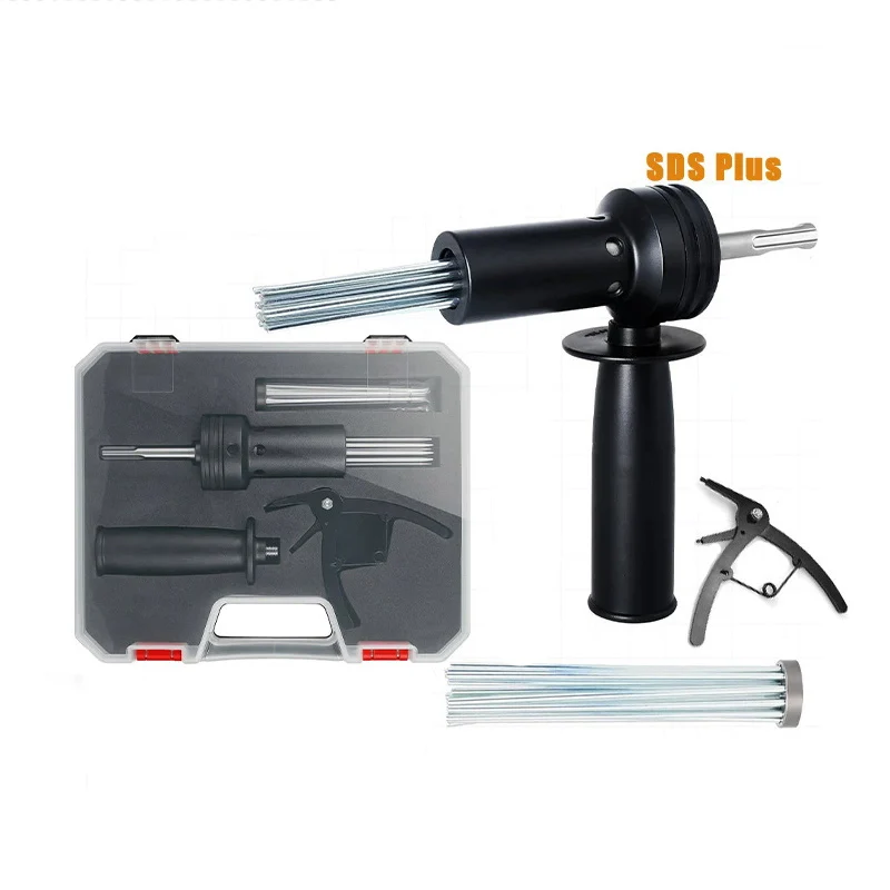 SDS Plus Hammer Drill Adapter 18 Needles 3mm Electric Needle Scaler with Case for Paint Stripping Rust Concrete Removal