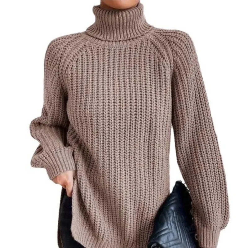 

Turtleneck Y2k Kintted Sweater Women Split Crochet Jumper Top E-girl Pullover Spring Autumn Winter Thick Sueter Work Jumpers