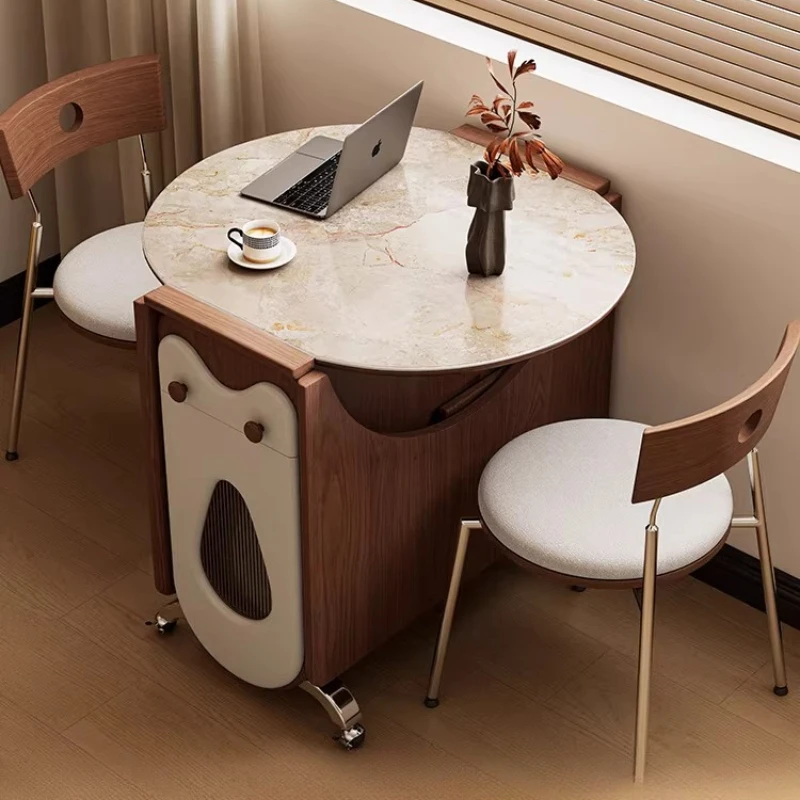 

Unique Designer Brown Dining Table Luxury Modern Extendable Kitchen Dining Table Space Saving Nordic Tavoli Da Pranzo Furniture