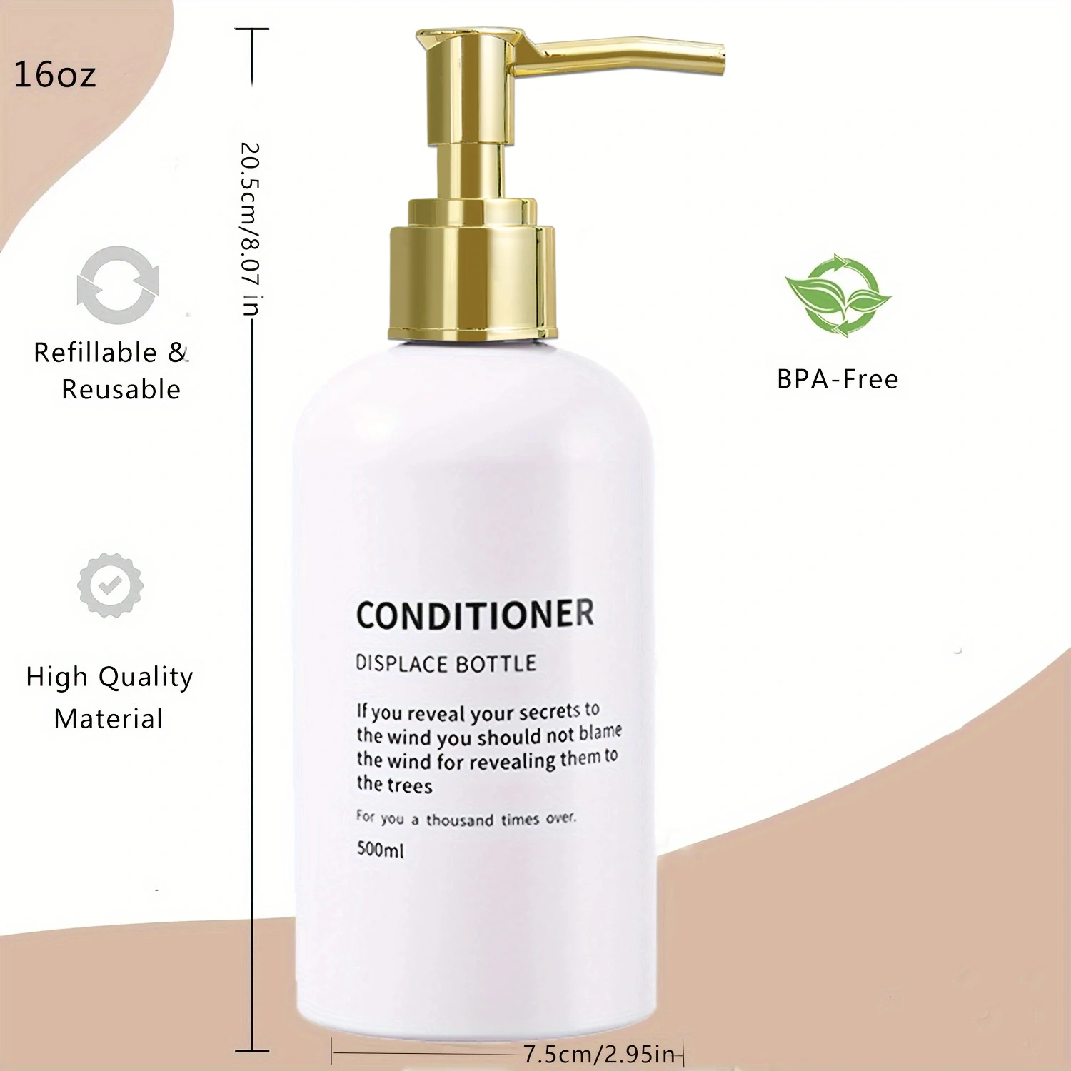 Refillable Shower Soap Bottles with Gold Pump, Shampoo and Conditioner Soap Dispenser for Bathroom Decor Upgrade view 5