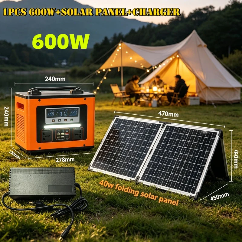 

Korean Style Portable Charging Station 220V, 600W 40Ah Solar Generator Fast Charging AC Outlet/DC Port and LED Flashlight
