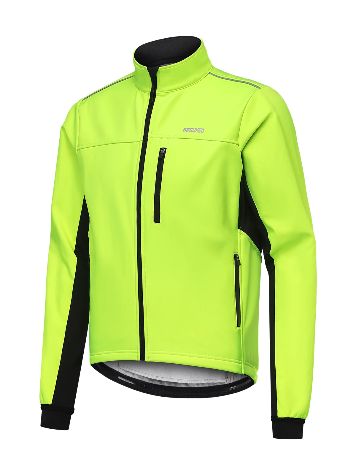 

ARSUXEO Thermal Fleece Winter Cycling Jacekt for Men Windproof Insulated Bike Running Active Jacket