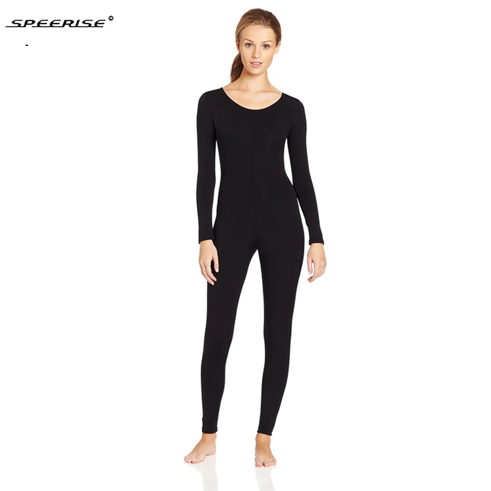 

Long Sleeve Unitards for Women Dance Black Gymnastics Unitard Scoop Neck Spandex Catsuits Unisex Jumpsuits women costumes