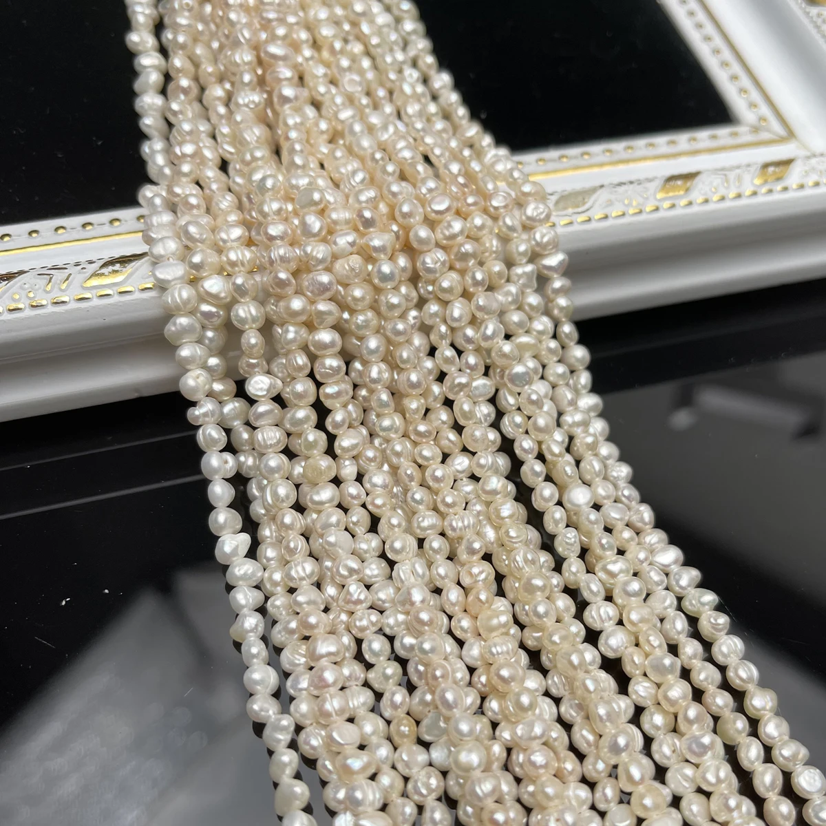 3-4mm Unregelmäßig Geformte 100% Natürliche Süßwasserperlen Halbfertige Perlen für DIY Schmuckherstellung Halsketten Armbänder & Accessoires