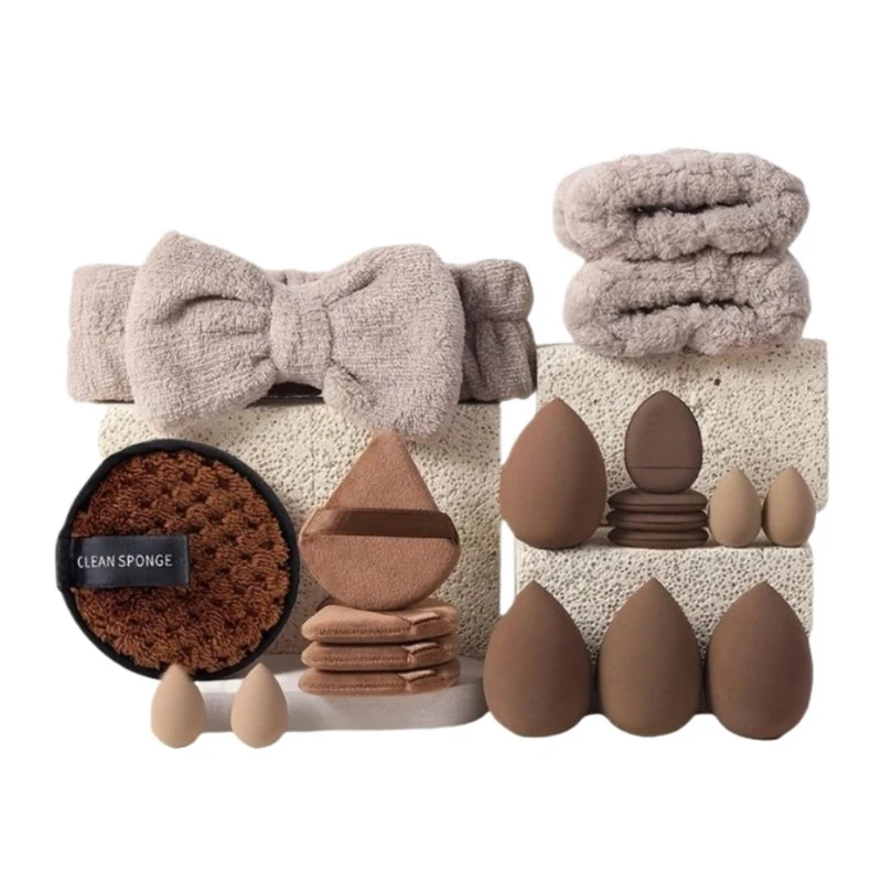 Juego de 20 piezas de combinación pequeña, mediana y grande, esponja de maquillaje esencial para principiantes, herramientas de base líquida, accesorios de maquillaje