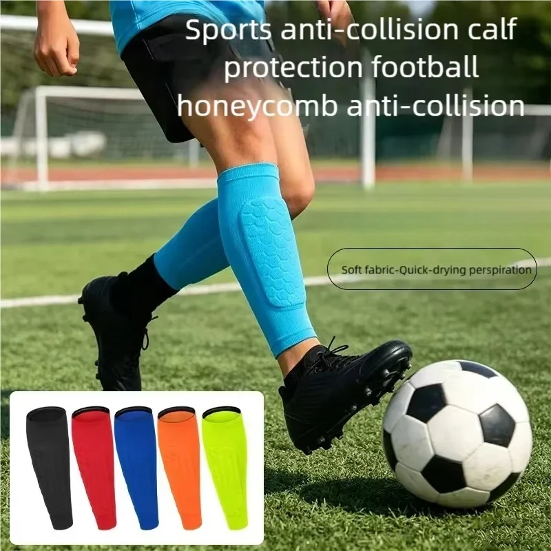 Shin Guards Football Basketball with Honeycomb Padding Breathable Nylon Anti Impact 1pc Sport Leg Protectors for Kids Adults
