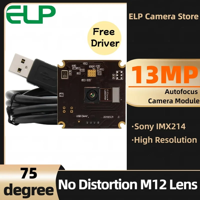 ELP 13MP Autofocus USB Camera Module 3840x2880P High Resolution Webcam Support Microphone for Video meeting