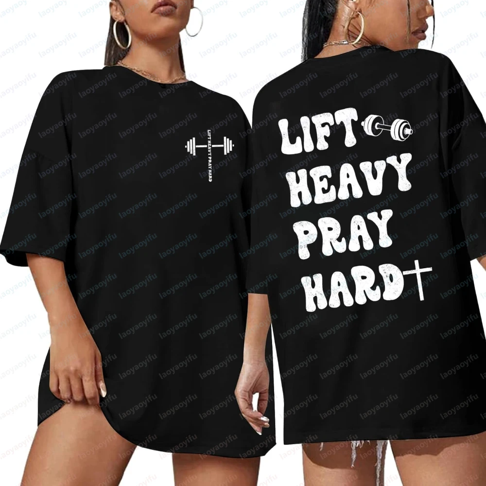 Funny Workout Shirts Women Oversized Be Happy Lift Heavy Shirt Gym Weightlifting Graphic Tshirt Casual Gym Tops Women Clothing
