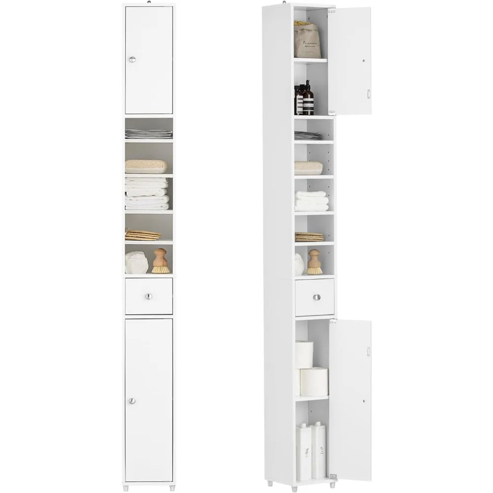 

Bathroom Narrow Storage Cabinet, Skinny Tall Unit with Adjustable Shelves Slender, Bathroom Organizers and Storage, Anti-Tippin