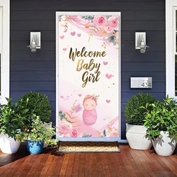 70×35 inch Welcome Baby Girl Banner, Baby Girl Sign Gender Reveal Baby Shower Decorative Door Banner This is a Baby Girl Banner