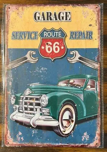 Route 66 Service Repair Garage Novelty Metal Sign  Wall Art