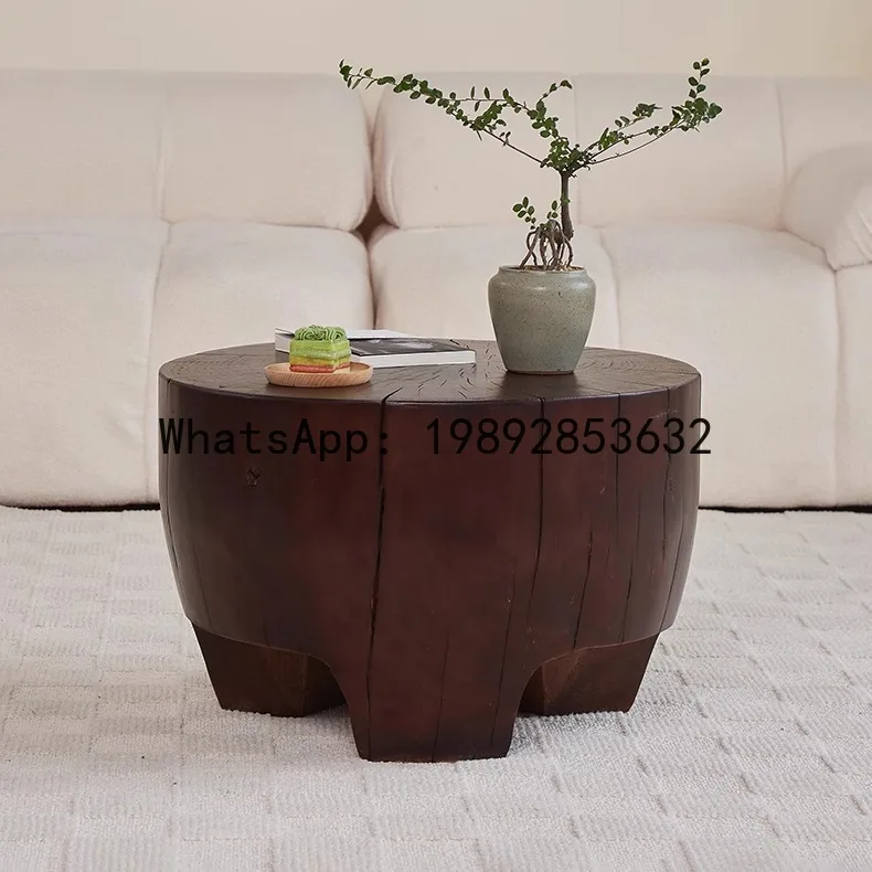 YFY Solid Wood Living Room Round Coffee Table Tea House Wooden Stool Coffee Table Set Hotel Designer Homestay