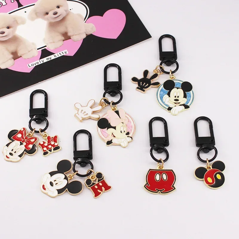 

Disney Anime Mickey Mouse Pendant Keychain Cartoon Minnie Car Keyring Couple Bag Accessories Backpack Charm Friend Holiday Gifts