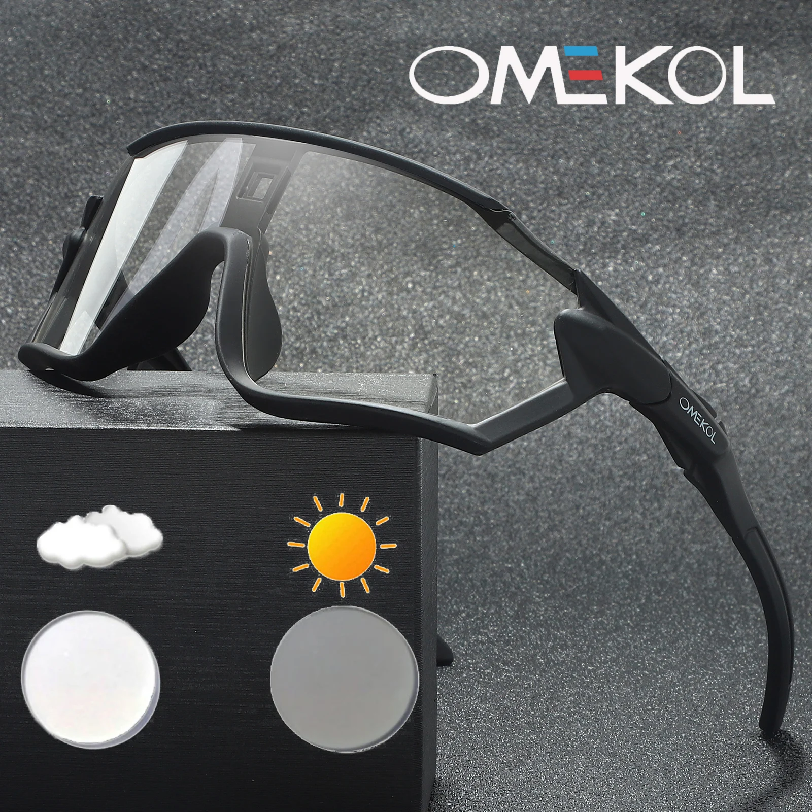نظارات شمسية للرجال والنساء من OMEKOL-photochromium ، نظارات شمسية لرياضة الدراجات في الهواء الطلق ، نظارات دراجة ، نظارات شمسية MTB للبيسبول