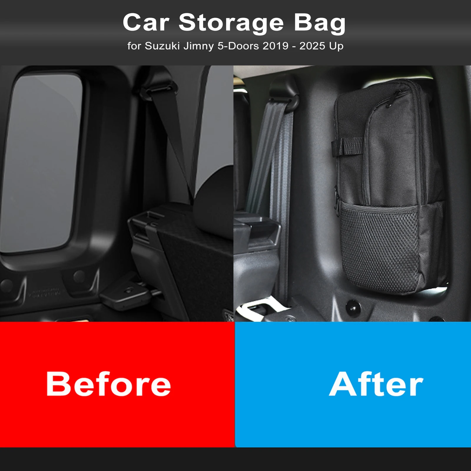 CKEGUO Rear Trunk Window Side Storage Bag Organizers for Suzuki jimny 4-Doors 2019 2020 2021 2022 2023 2024 2025 Car Accessories view 2