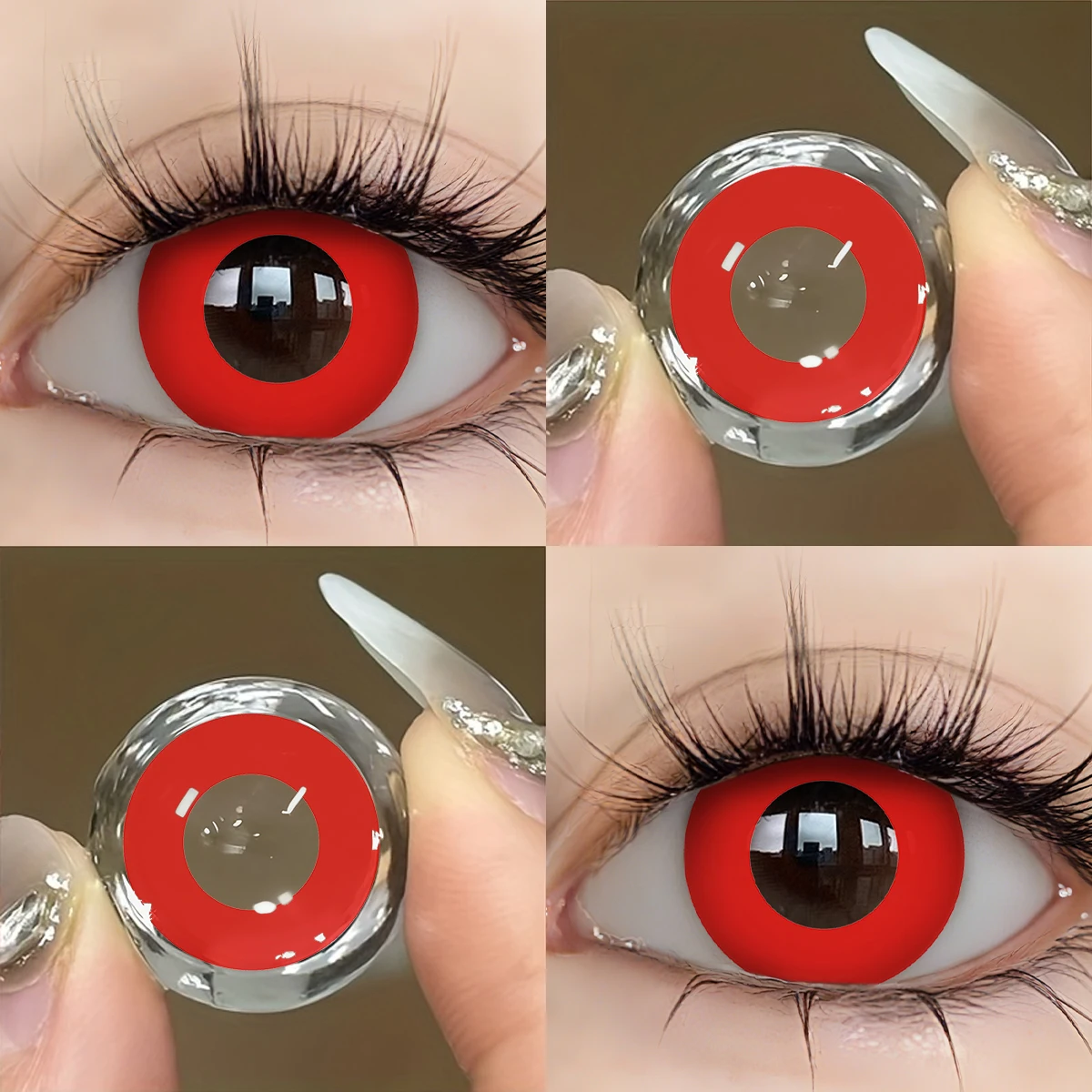 VISUASHOW Blind Block Farbige Kontaktlinsen Weiß Schwarz 6-Monats-Linsen für Party Halloween Anime Cosplay Augen-Make-up Kontaktlinsen – Detail 11