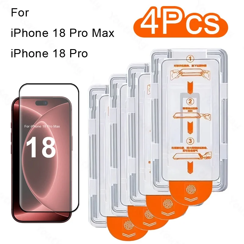 Für iPhone 18 Pro Max: Staubfreie Displayschutzfolie aus Glas mit oleophobischer Beschichtung, für iPhone 18 Pro Max, aus gehärtetem Glas, einfache Anbringung.