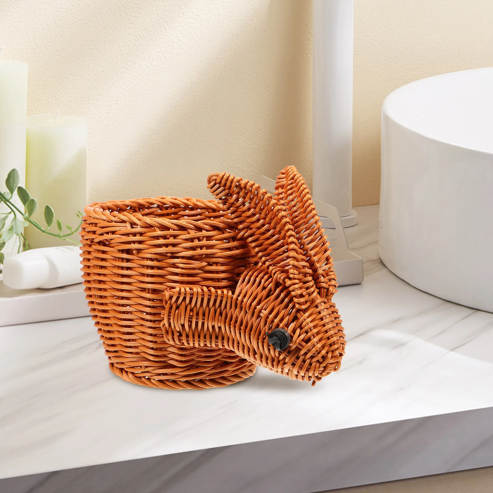 

Imitation Rattan Rabbit Basket Creative Storage Organizer Harvest Decorative Animal Shaped Fruit Bin Woven Baskets Picnic Cute