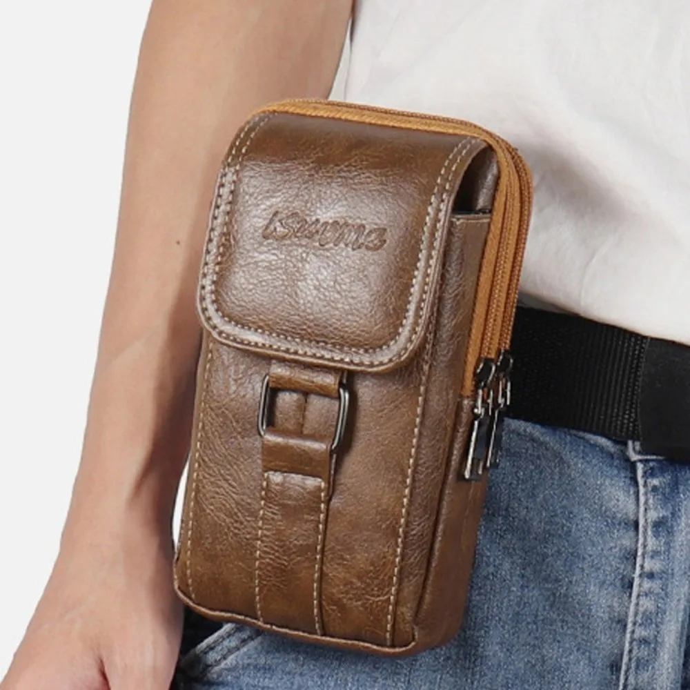 مع حزام الهاتف المحمول الحقيبة طبقات مزدوجة مشبك معدني حزام الهاتف كليب حقيبة مقاوم للماء حزام الهاتف العالمي معلقة الحقيبة #4