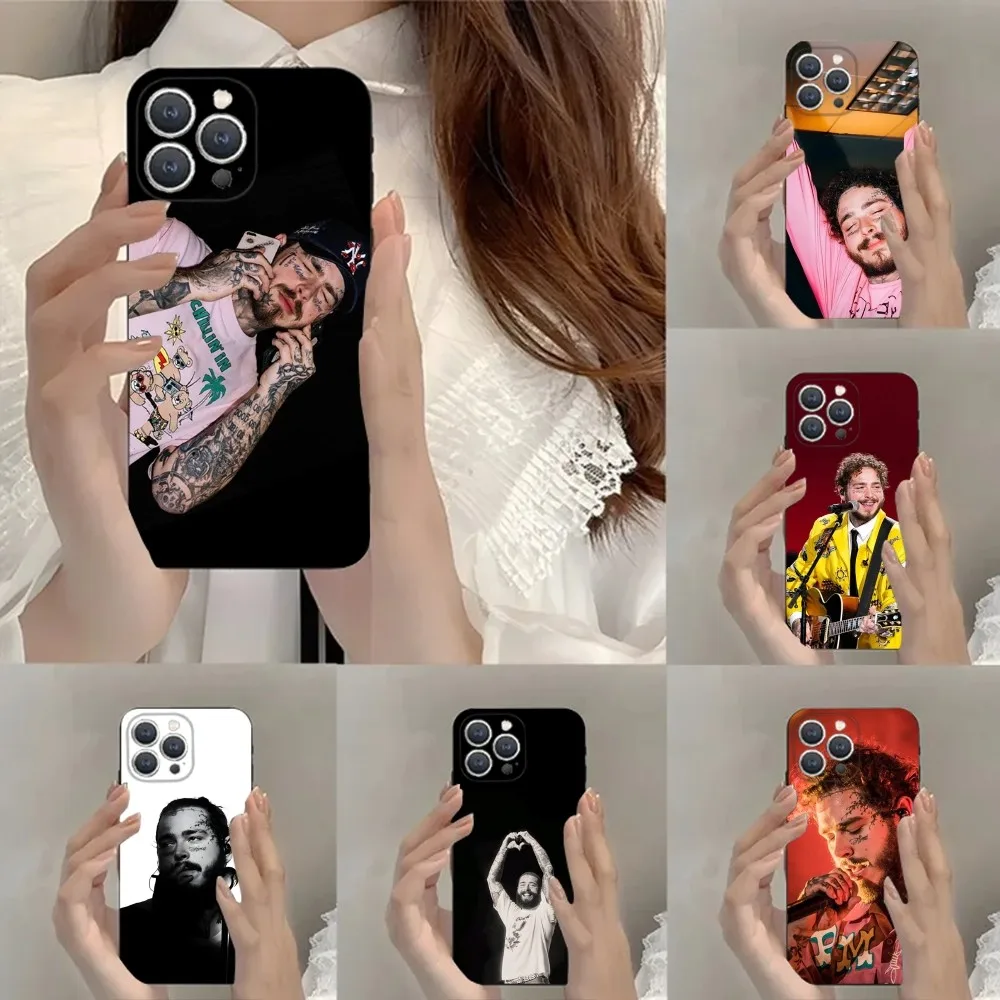 

Post Malon Singer Phone Case For iPhone 15,14,13,12,11,Plus,Pro Max,XS,X,XR,SE,Mini,8,7 Soft Silicone Black Cover