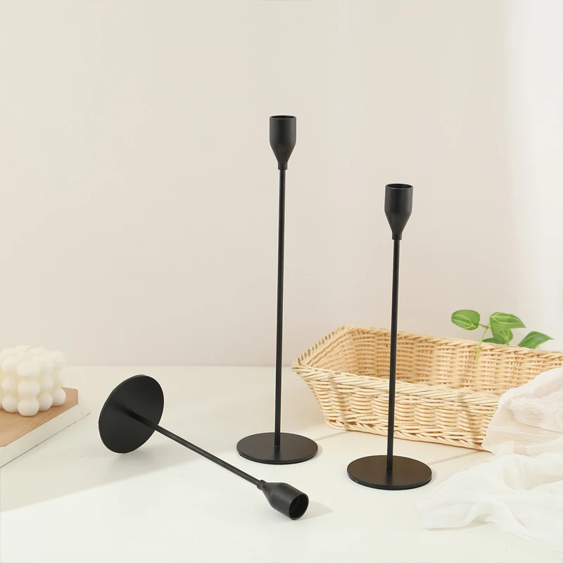 Candlestick ornament black retro candle stand, high footed creative candle cup, handicraft set