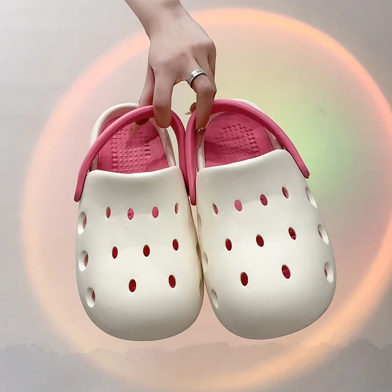 

Летние женские шлепанцы из ЭВА на платформе с закрытым носком, новая модная дышащая обувь на плоской подошве, женские уличные повседневные сандалии