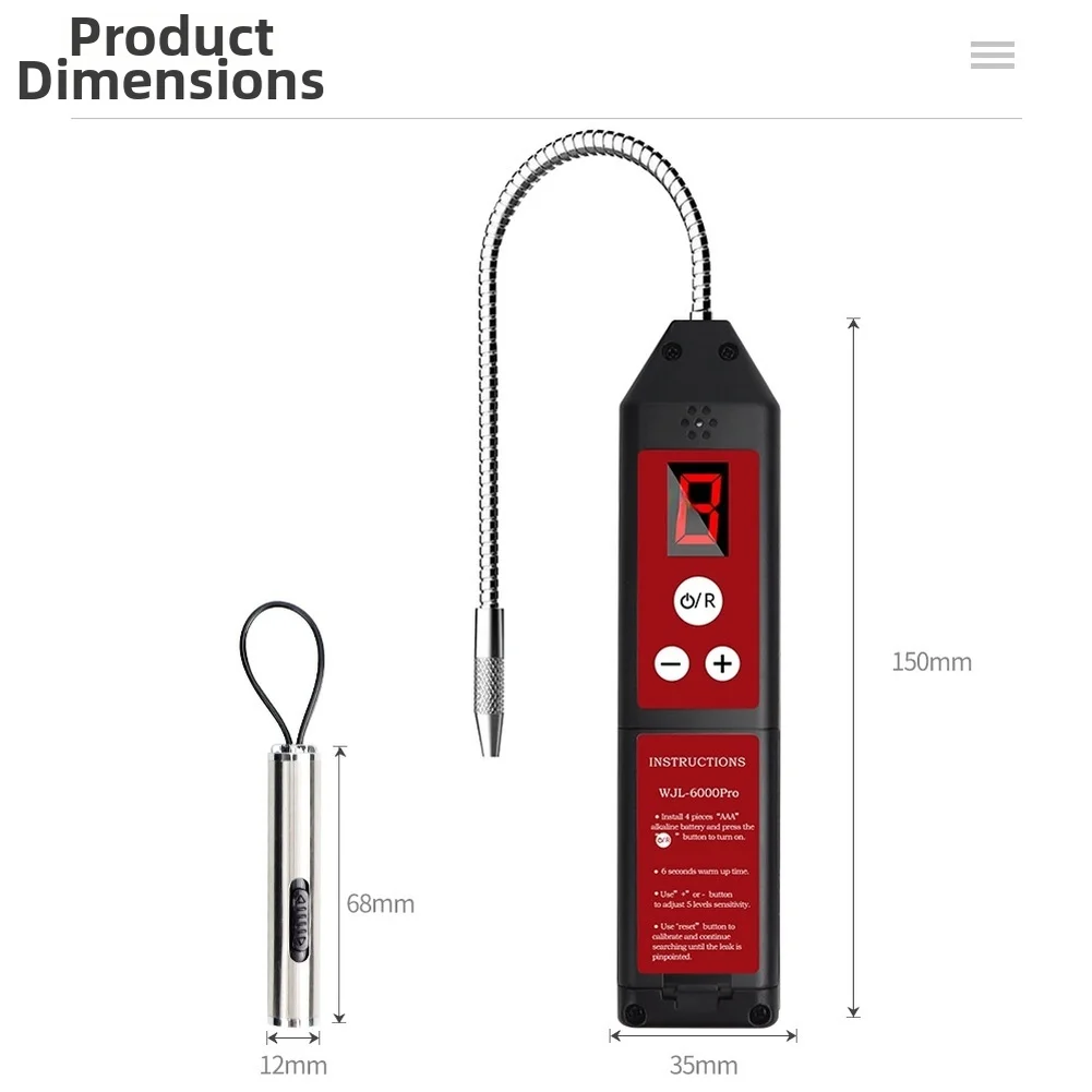 Electronic Halogen Leak Tester WJL-6000pro for R134a R22 R410a Refrigerant Systems and Fixed Installation Sites