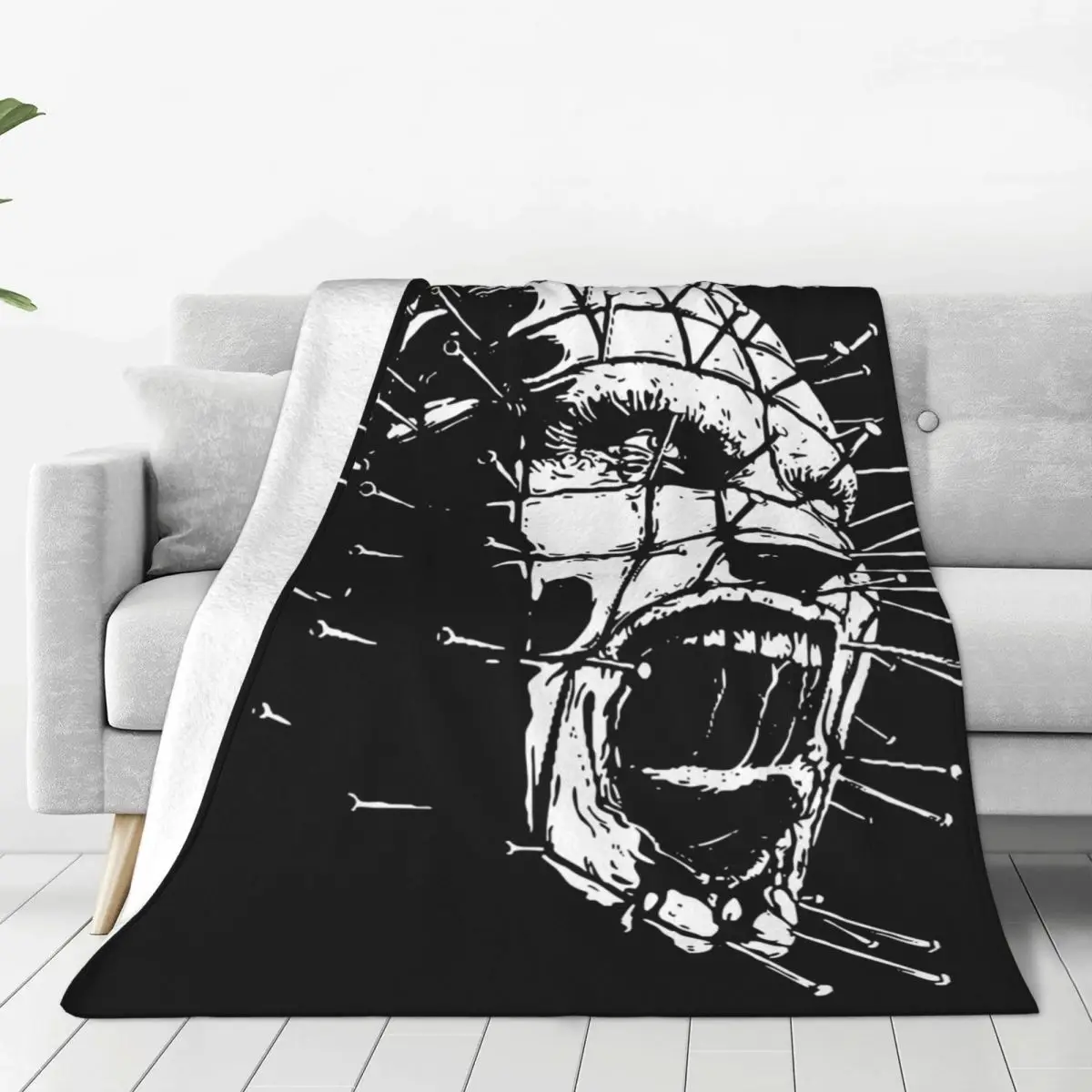 Hellraiser Pinhead Horror Flannel Blankets Awesome Throw Blanket for Bed Sofa Couch 125*100cm Rug Piece