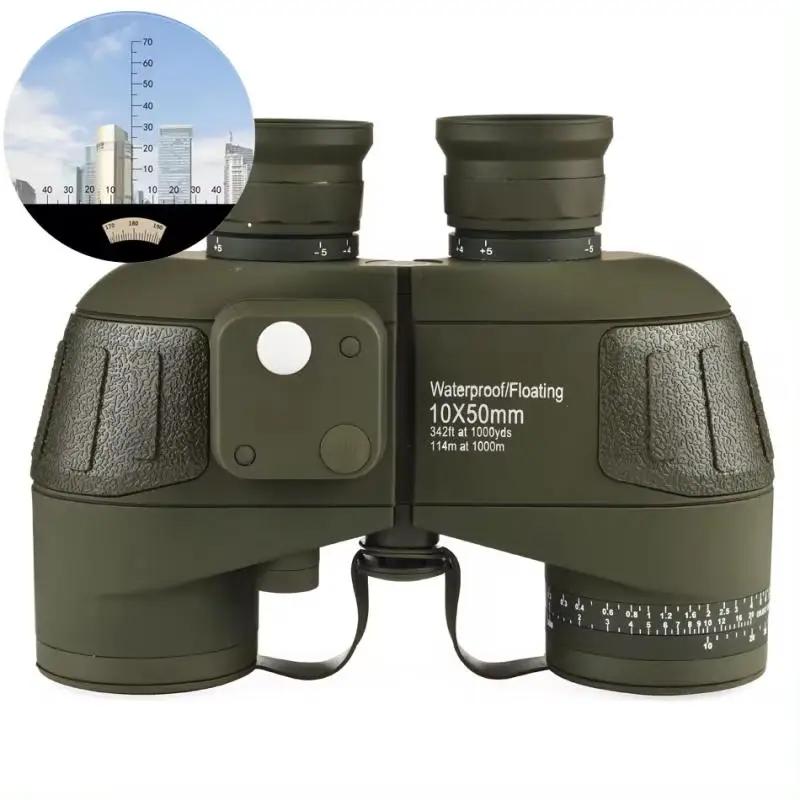 High Power Professional Telescope 10x50 Marine Binoculars Night Vision Waterproof Compass Rangefinder Long Range For Hunting