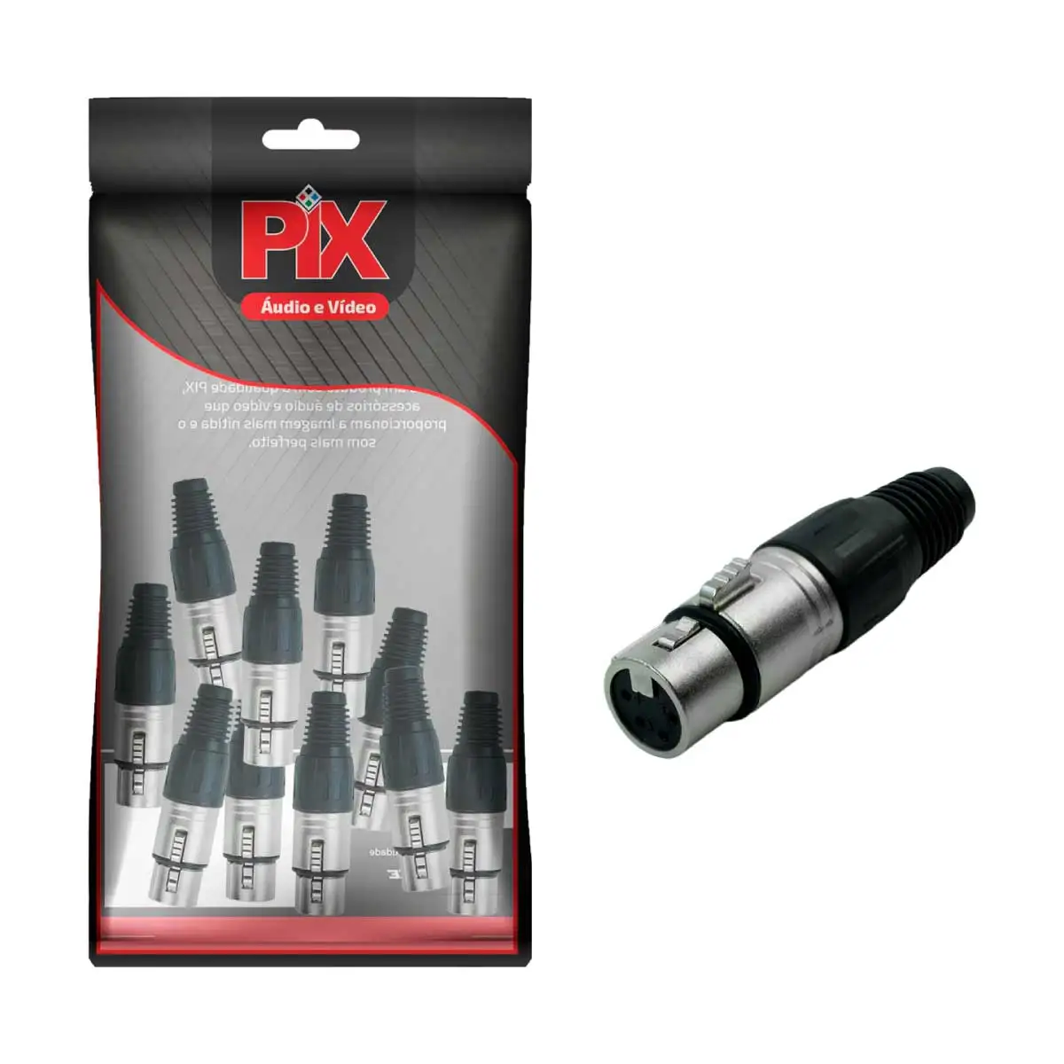 10x Plug Xlr Female Cannon 4-way Metal Body-Black