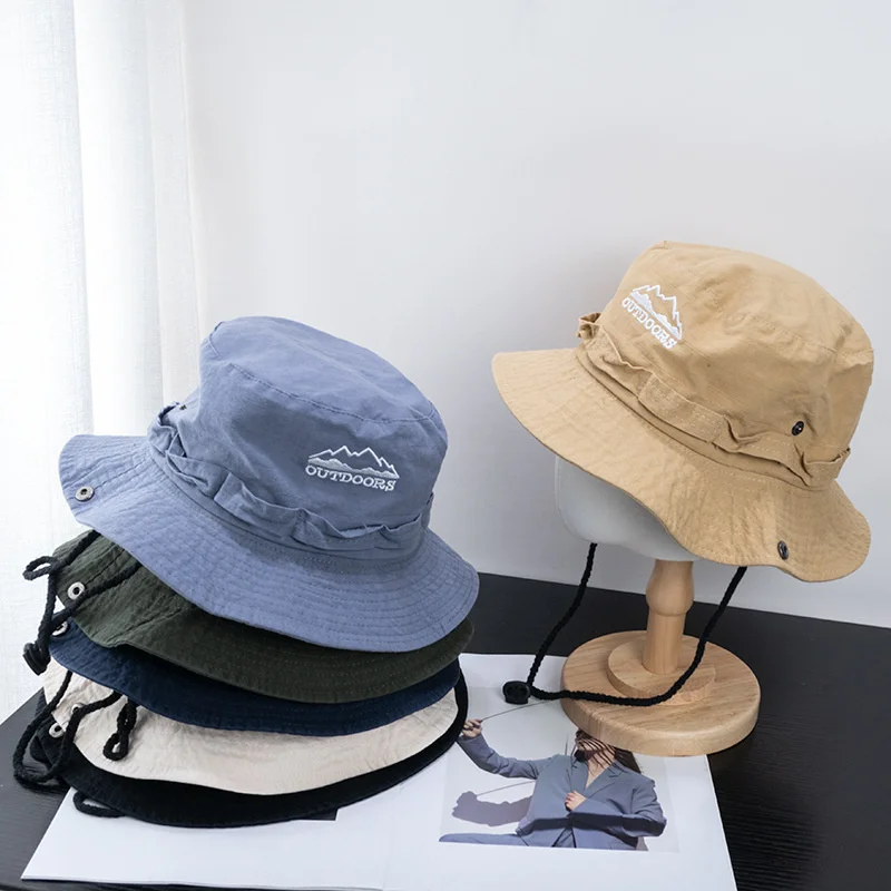 Summer Men Bucket Hat Outdoor UV Protection Wide Brim Breathable Panama Hunting Hiking Caps Fisherman Hats Beach Sunscreen Cap