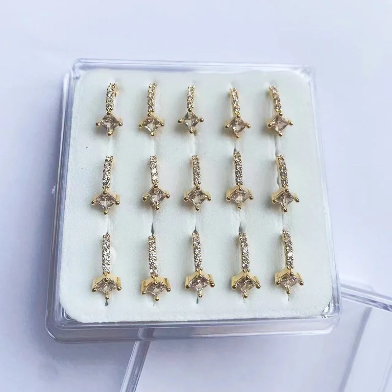 

15 pcs 11mm copper zircon nose rings silver plated gold color nose hoops piercing body jewelry for women Accessories wholesale