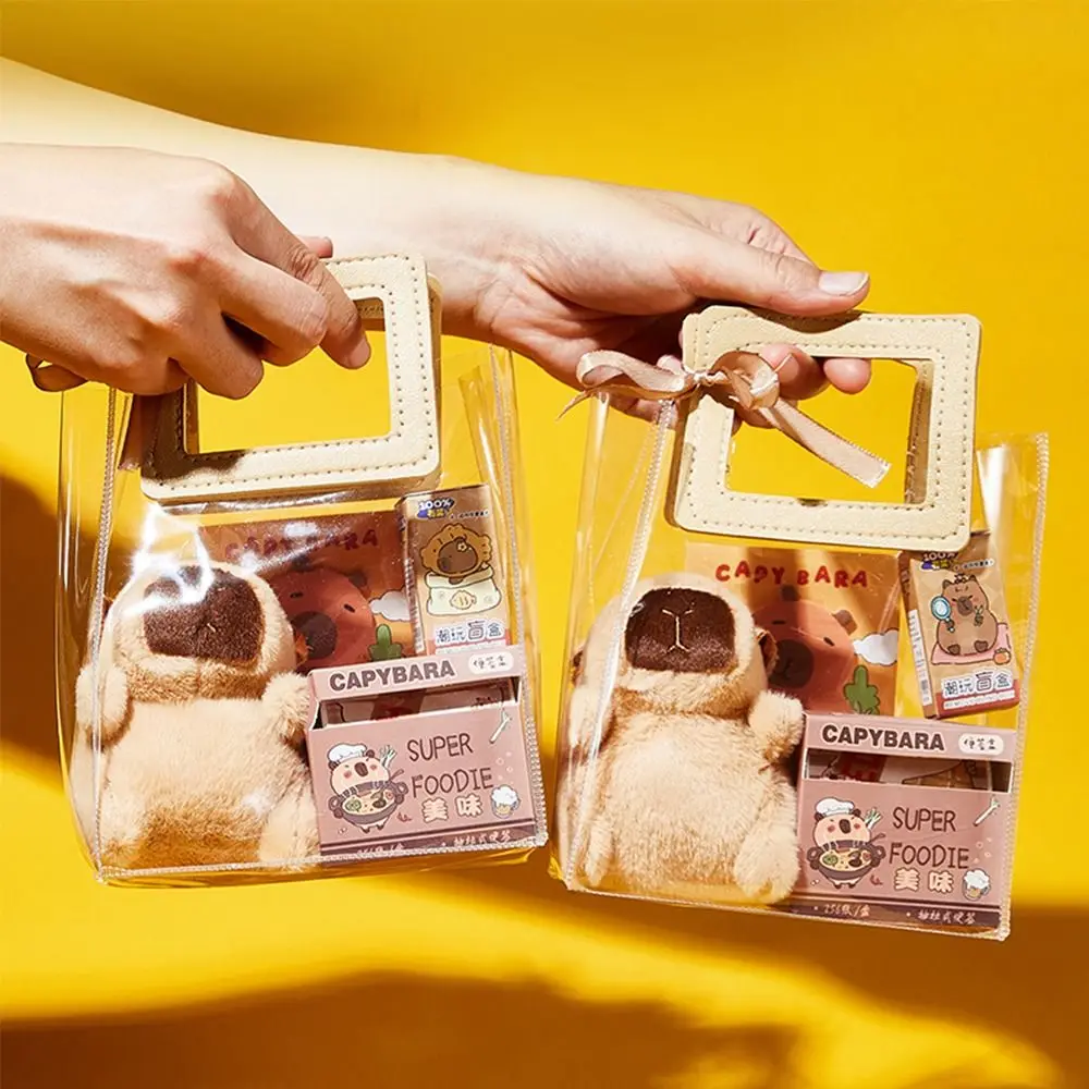 

Plush Pendants Capybara Stationery Set with Handbag Final Prizes Pen Stickers Notebook Kawaii Stationery Gift Bag for Students