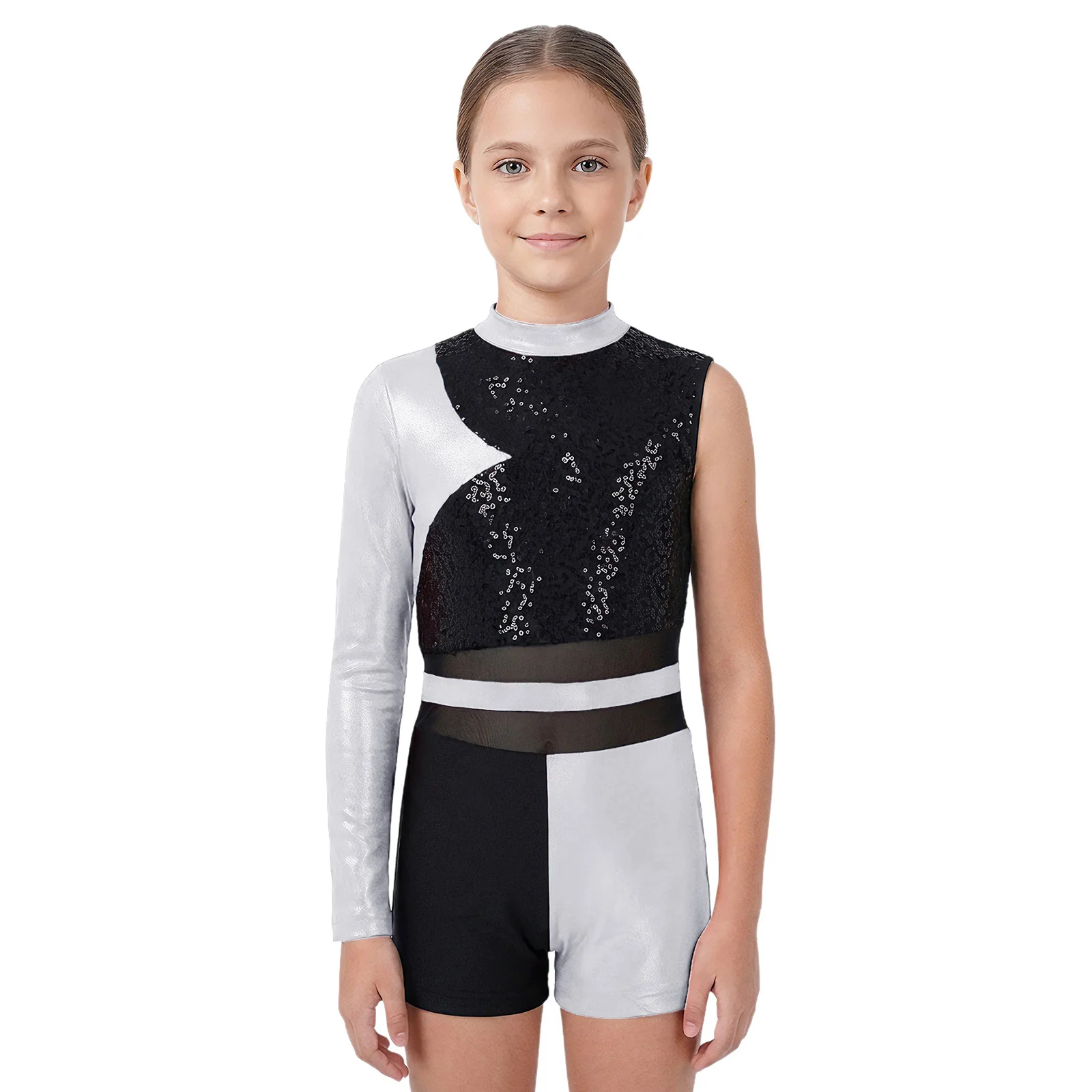 

Детский гимнастический купальник для девочек, для балета, бальных танцев, выступлений, с блестящими аппликациями и пайетками, для фигурного катания и сценических выступлений